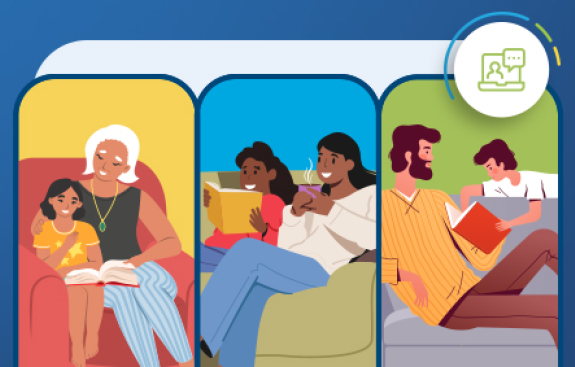 Illustration of families reading together