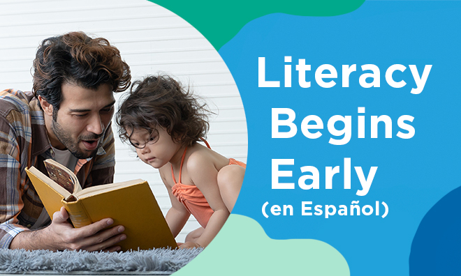 A father reads a book to his young child.