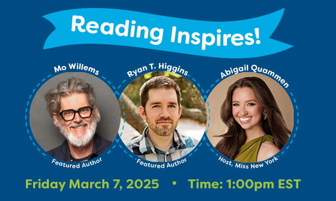 headshots of Mo Willems, Ryan Higgins, Abby Quammen