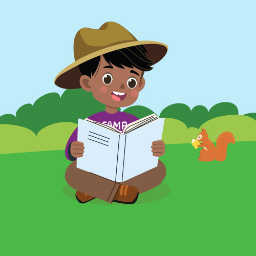 Illustration of kid reading