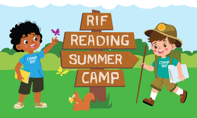 illustrated campers reading