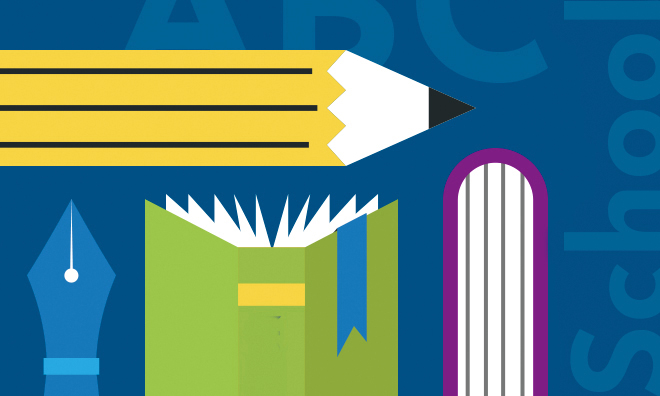 illustrations of school supplies