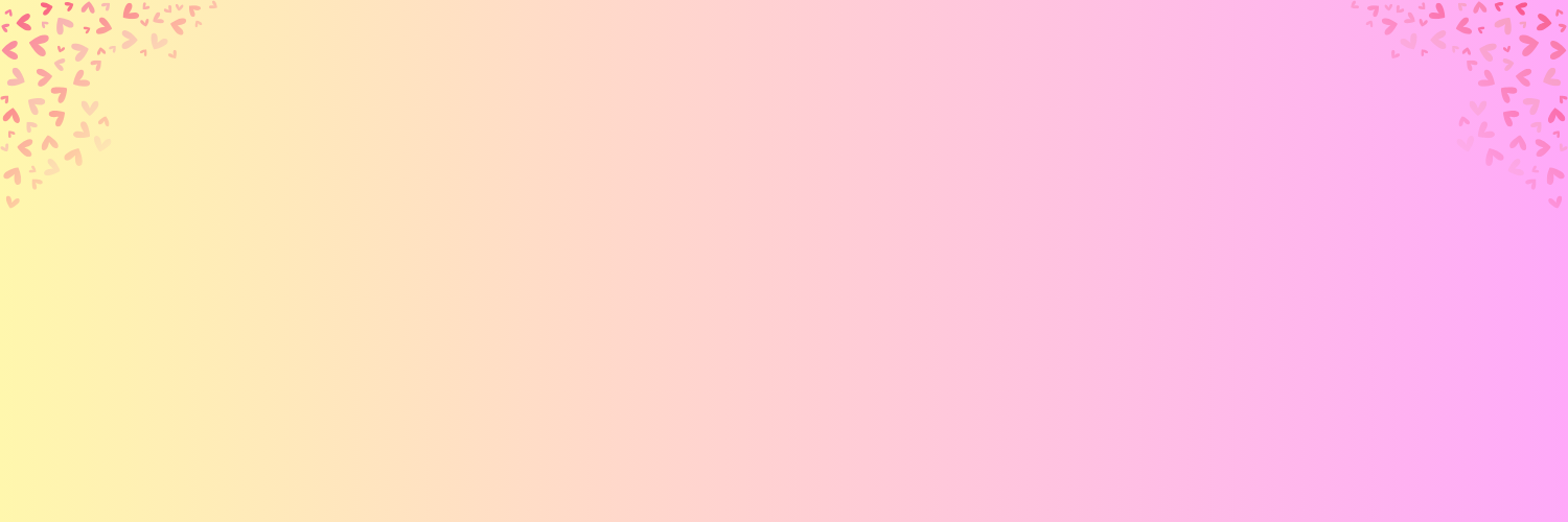 Pink and yellow gradient with hearts on the corner