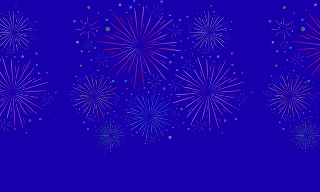 Blue tile with fireworks