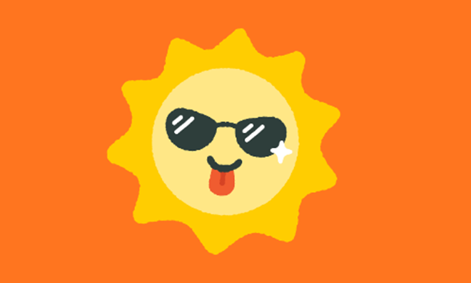 Cartoon sun on an orange background