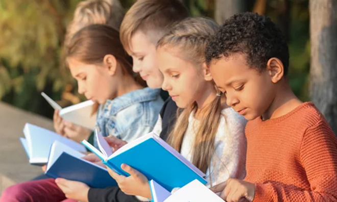 children reading books