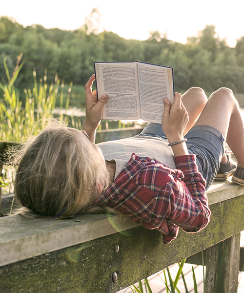 Child reading a book