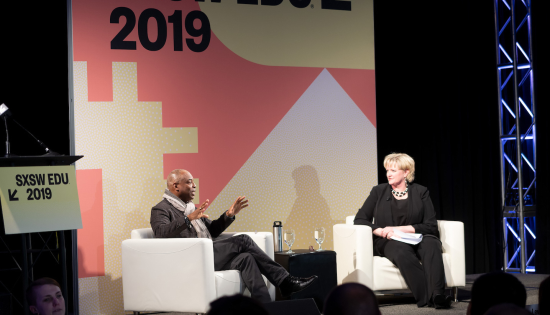 Alicia participates in a SxSW Edu Panel Discussion with LeVar Burton in 2019. 