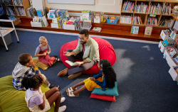 Kids doing circle time with teacher