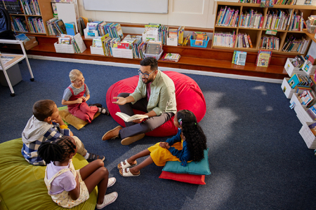 Kids doing circle time with teacher