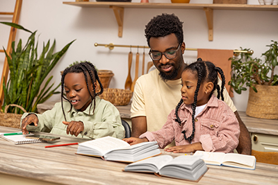 Family reading together
