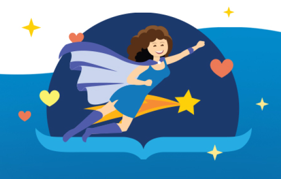 Super hero teacher with hearts and stars