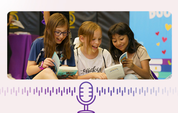 Image of young girls reading books together