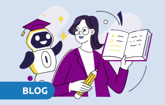 Illustrations of teacher and a robot