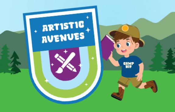 illustration of a campers with a badge