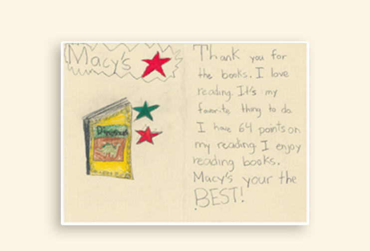 Macy's Kids thank you note