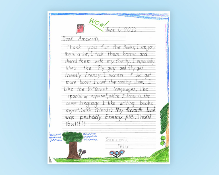 Thank you letter from felix