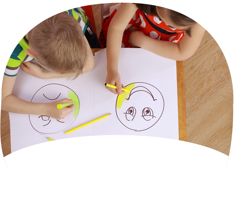 Kids drawing together