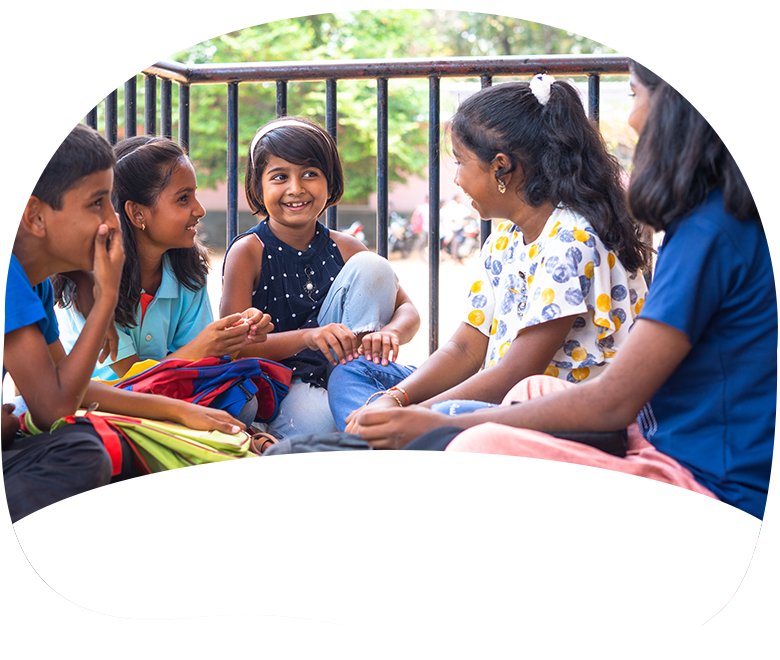 Kids talking in a group