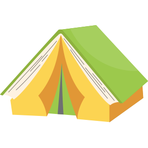 tent with a book as a roof