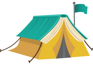 Tent with green top