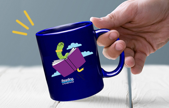 Hand holding a RIF mug