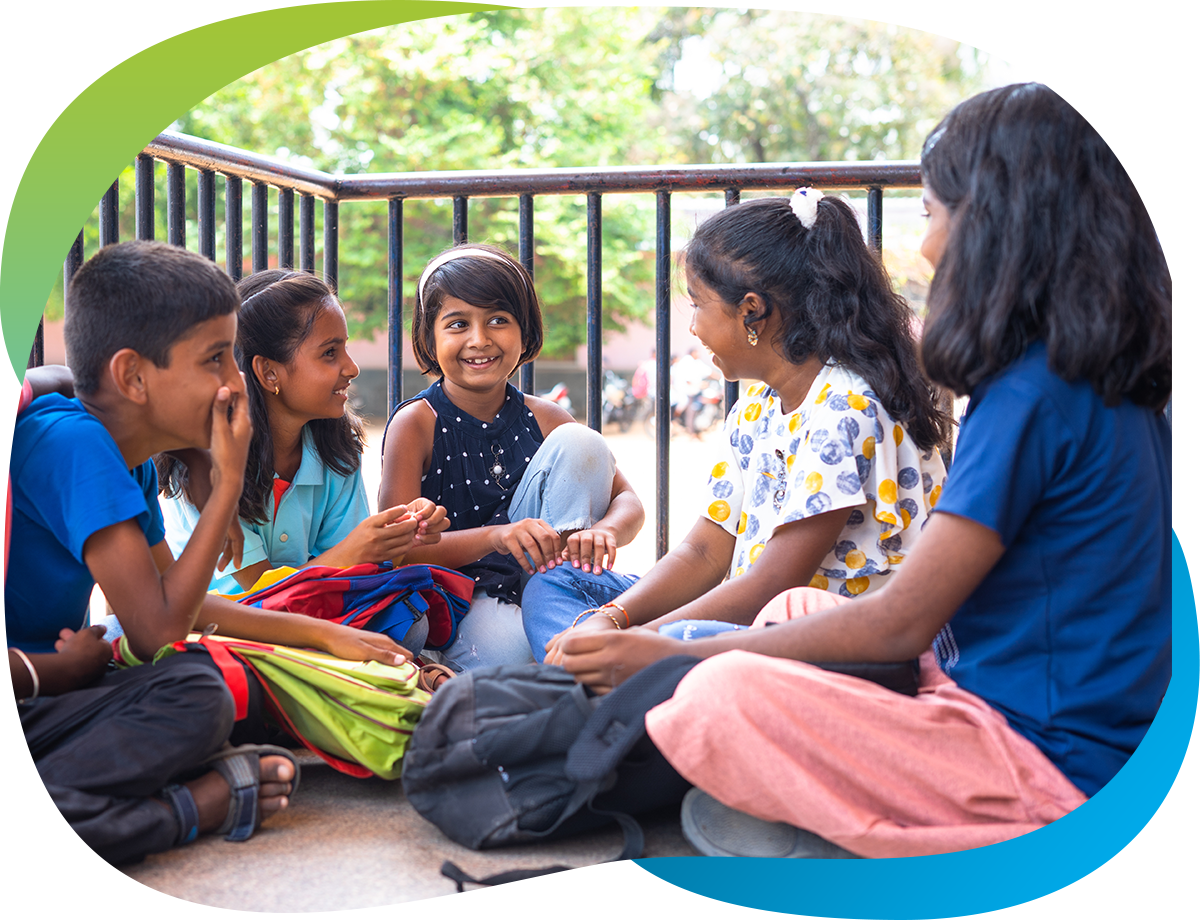 Kids talking in a group